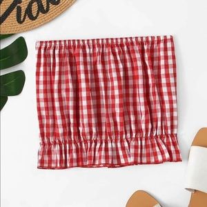 Red and White Gingham Tube Top